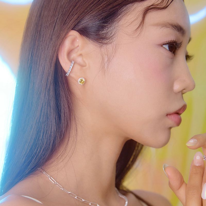 Yellow One Cubic Earring (rosegold)
