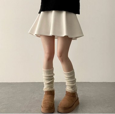 Lorton Wool Pin Tuck Flared Miniskirt