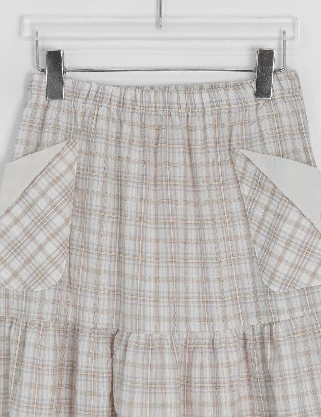 Shuning Check Pocket Midi Skirt