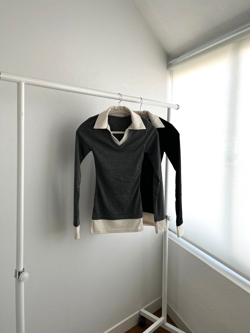 Layered Collar T-shirt (2 colors)