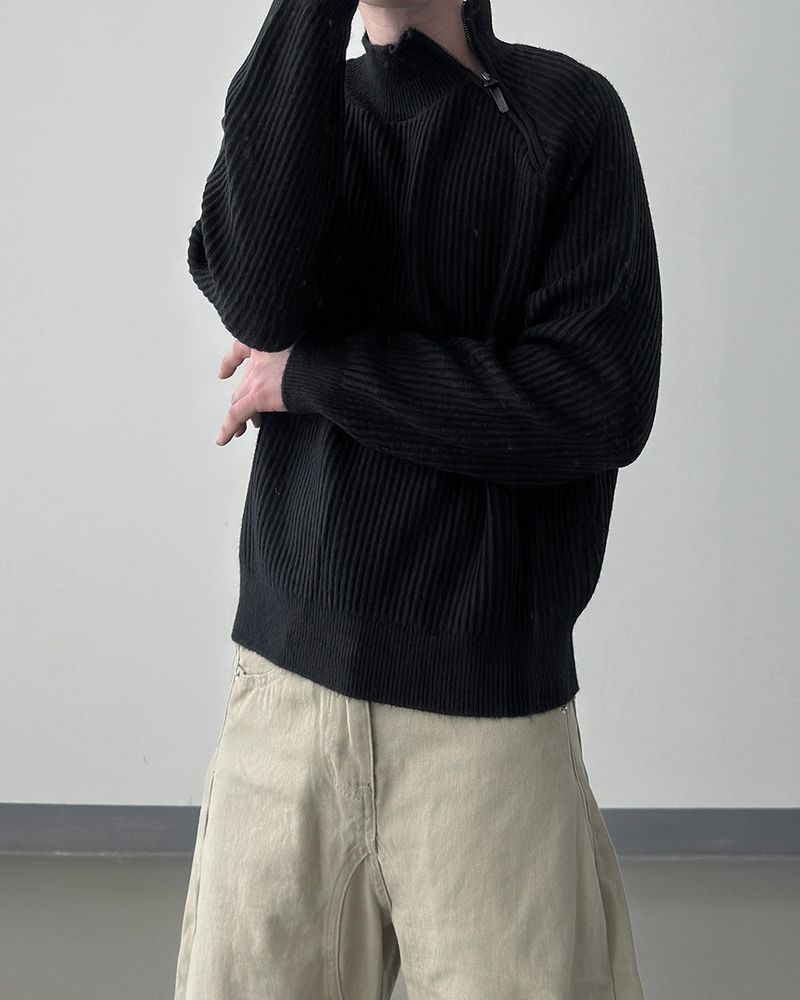 Niv Shoulder Zip-Up Regular Knit