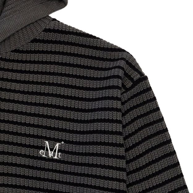 MEI STRIPE HAND-WARMER KNIT ZIP-UP UNISEX (2Color)
