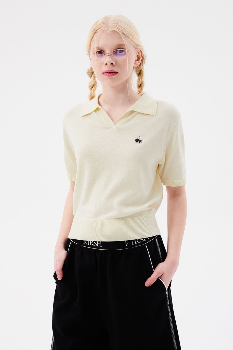 MONO CHERRY OPEN COLLAR KNIT [IVORY]
