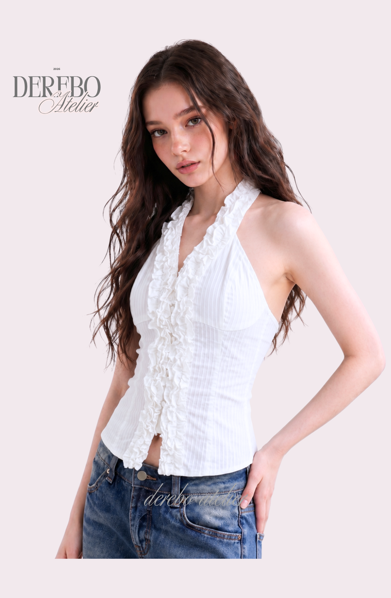 foam lace halterneck blouse