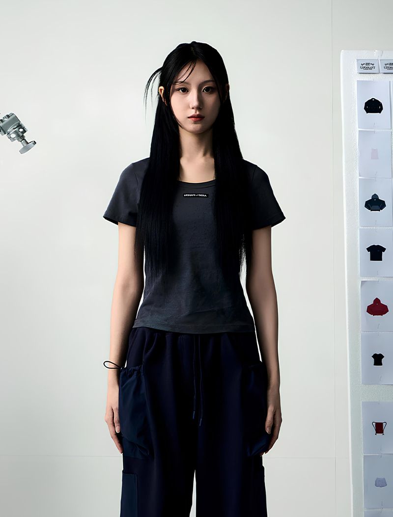 UPDRAFT（アップドラフト）の「[UPDRAFT]PRINT COTTON CROP T-SHIRT GREY（Tops）」