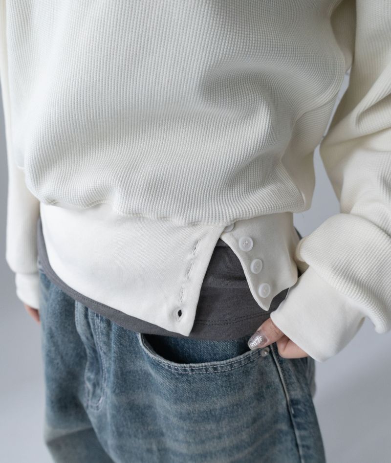 (Set) Wapi Layered Waffle Sweatshirt