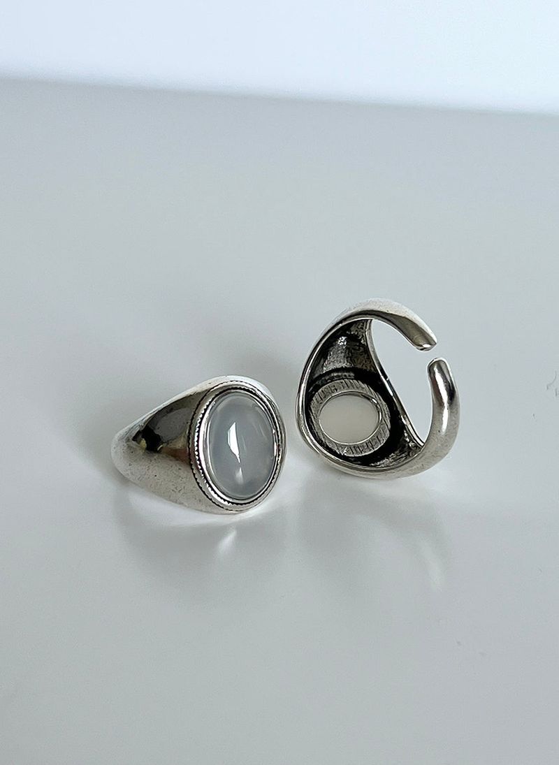 Gray onyx open ring