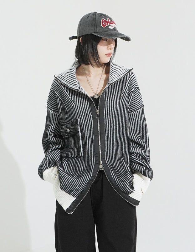 Adel pocket zip-up knit