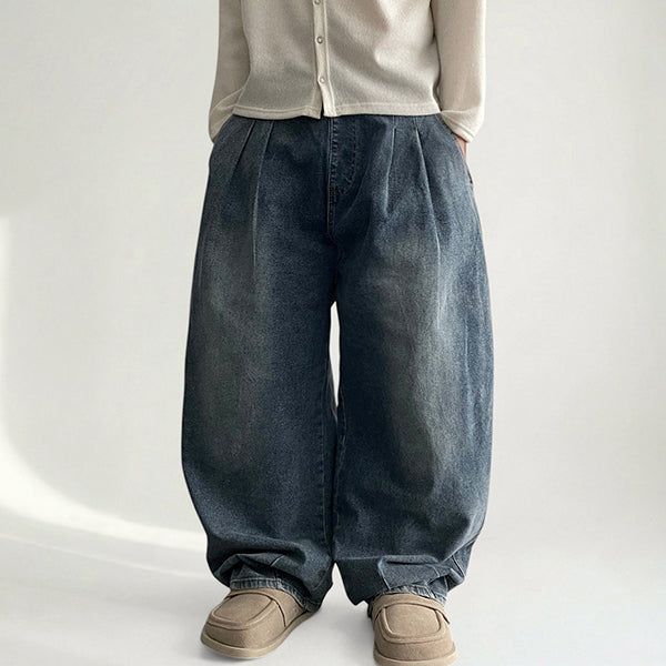 voarc（ボアク）の「Digi Waist Band Front Pin Tuck Incision Washing Denim Wide Pants（Pants）」