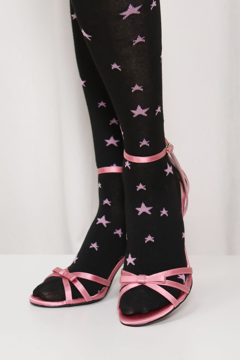 cosmic star over knee socks (black & pink)