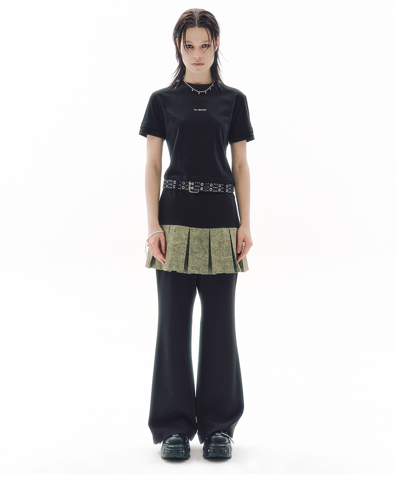 TWIN CUFF CROP T-SHIRT