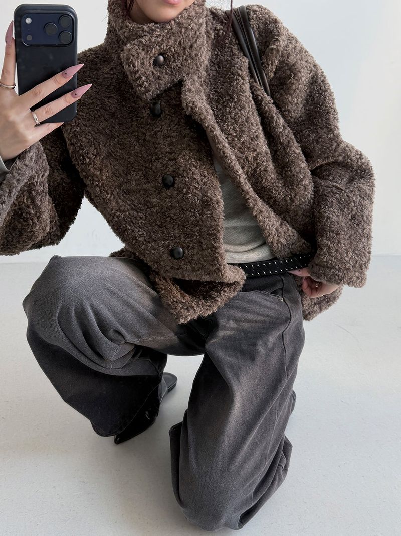 MUZESEOUL（ミューズソウル）の「High neck boucle half coat(4color) （Jackets/Outerwear）」