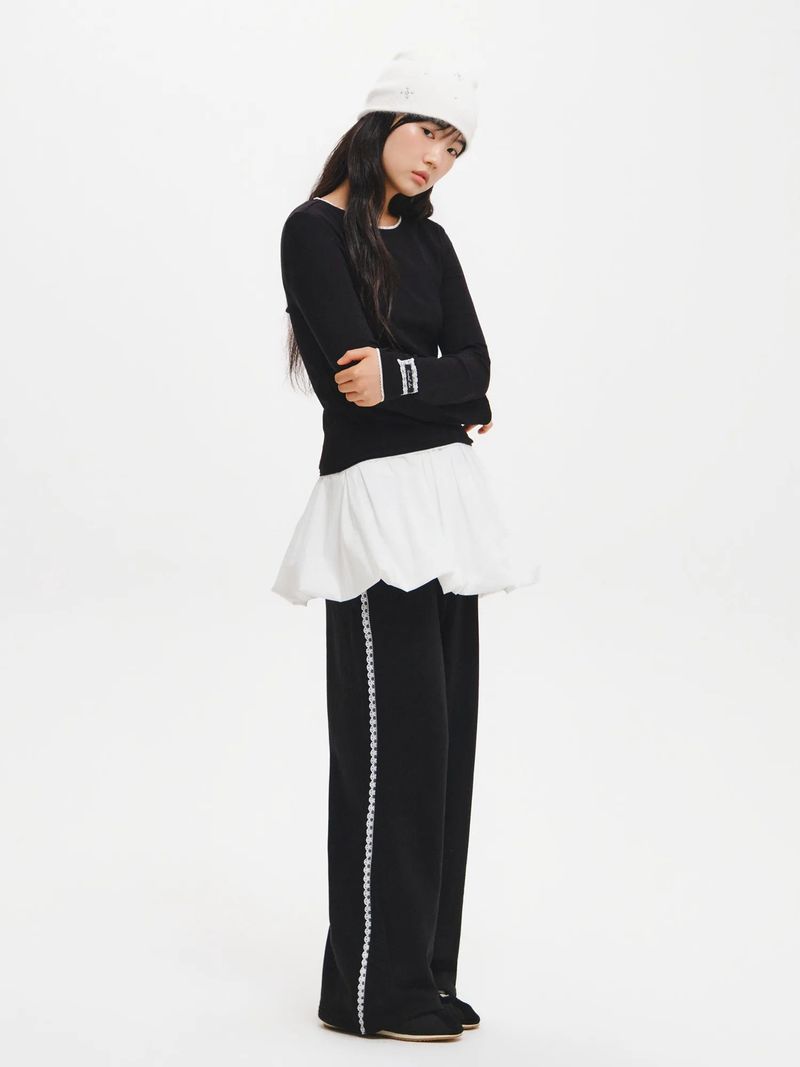 LACE ROUND NECK T-SHIRT