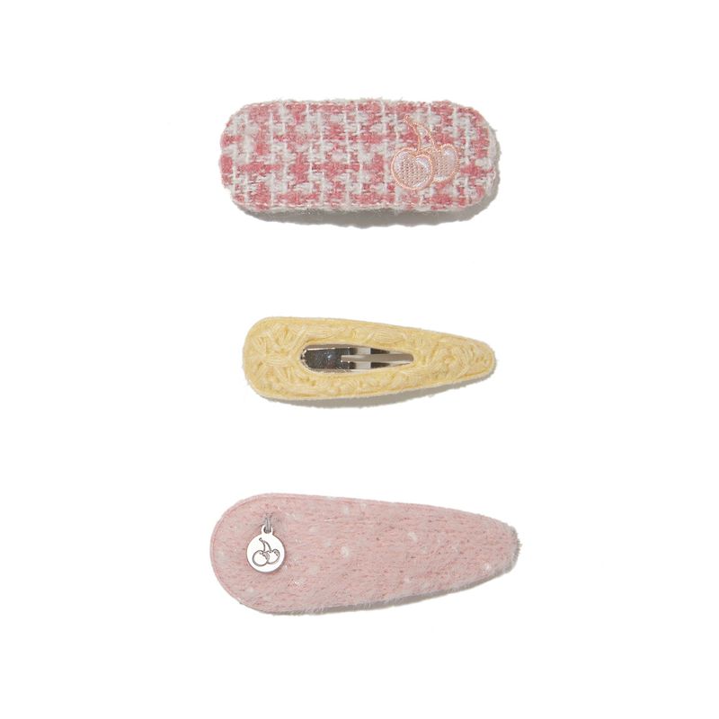 CHERRY KNIT HAIR PIN SET [SALMON]
