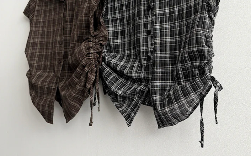 Motsu Check Side String Short Sleeve Shirt
