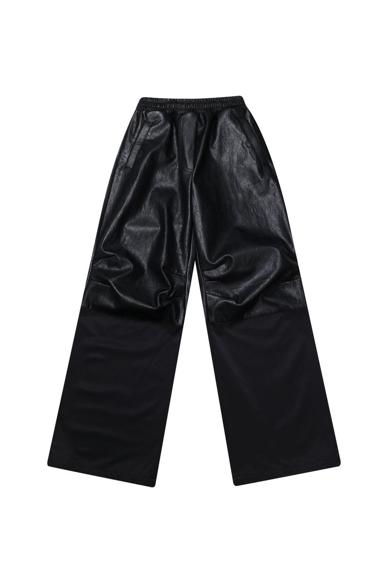FAUX LEATHER WIDE PANTS_BLACK