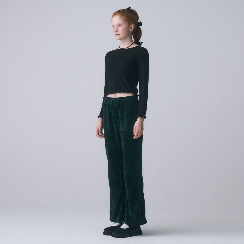 VELOUR BANDING PANTS, BLUE