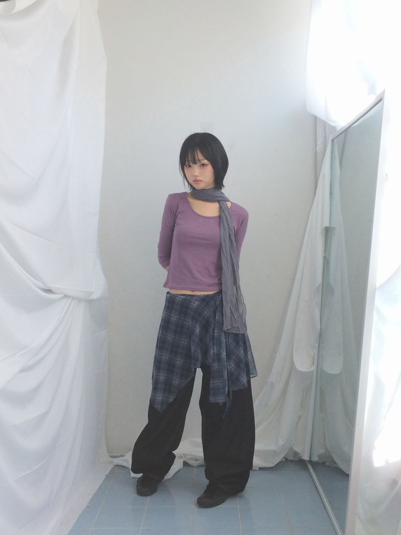 Misty Checkered Layered Skirt
