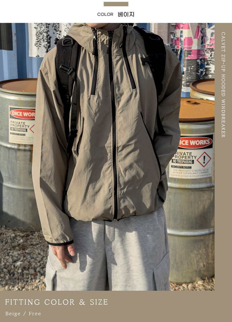CALVET Zip-Up Hooded Windbreaker