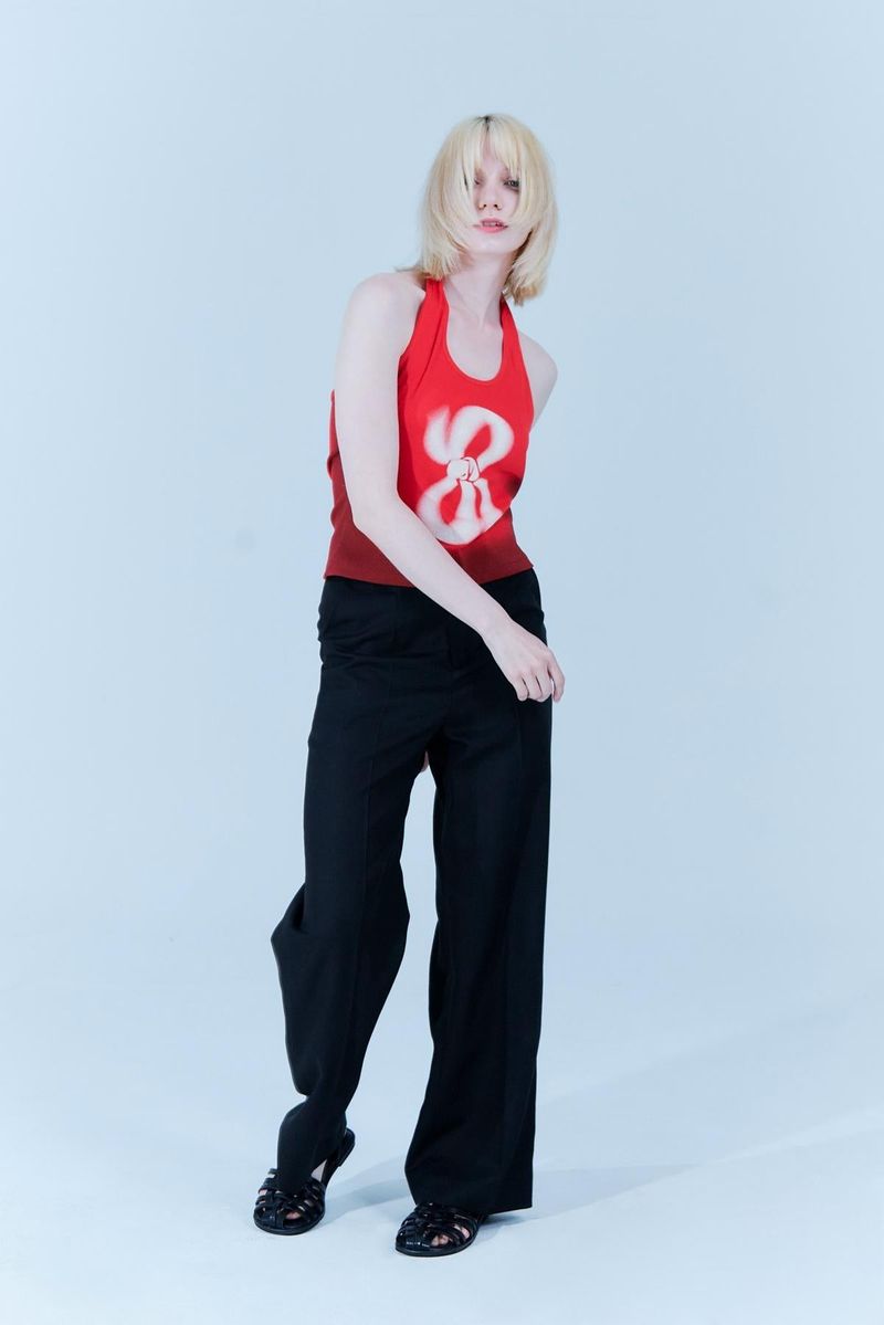 Halter printing top_passion red