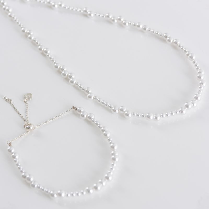 Wave Glass Pearl  Necklace & Bracelet (set)