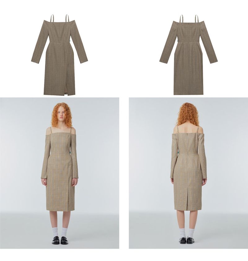 Off-the-shoulder slim long dress