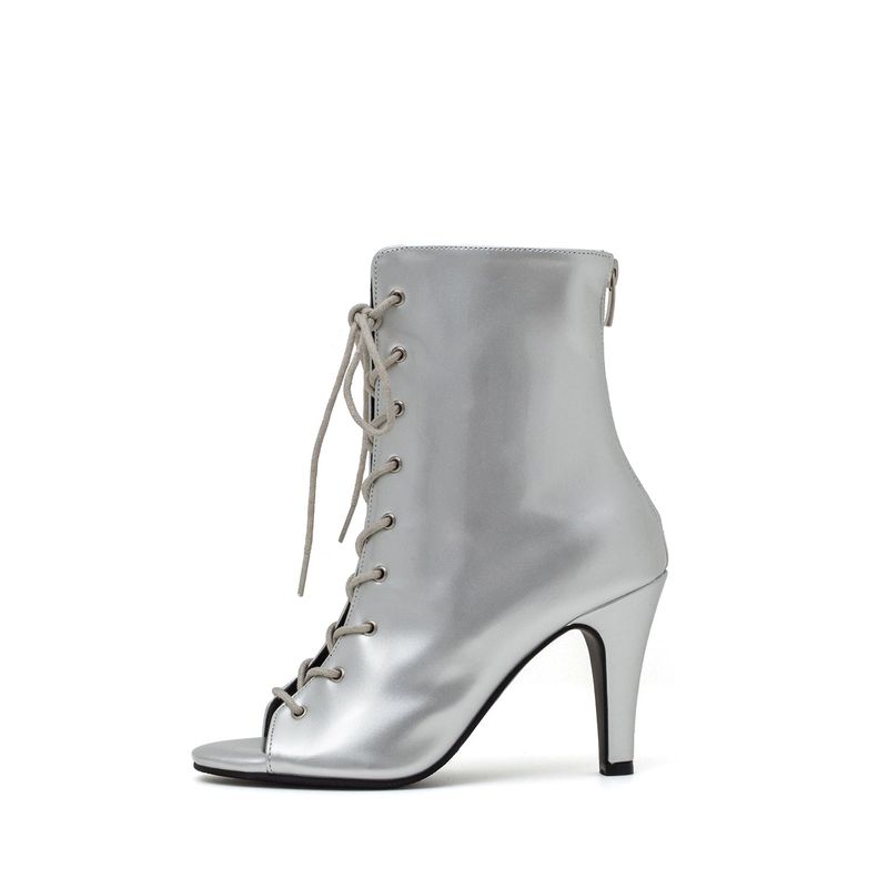 SSIMEEZ（シミズ）の「Basic Patent Open Toe Heel(Silver)（Shoes）」