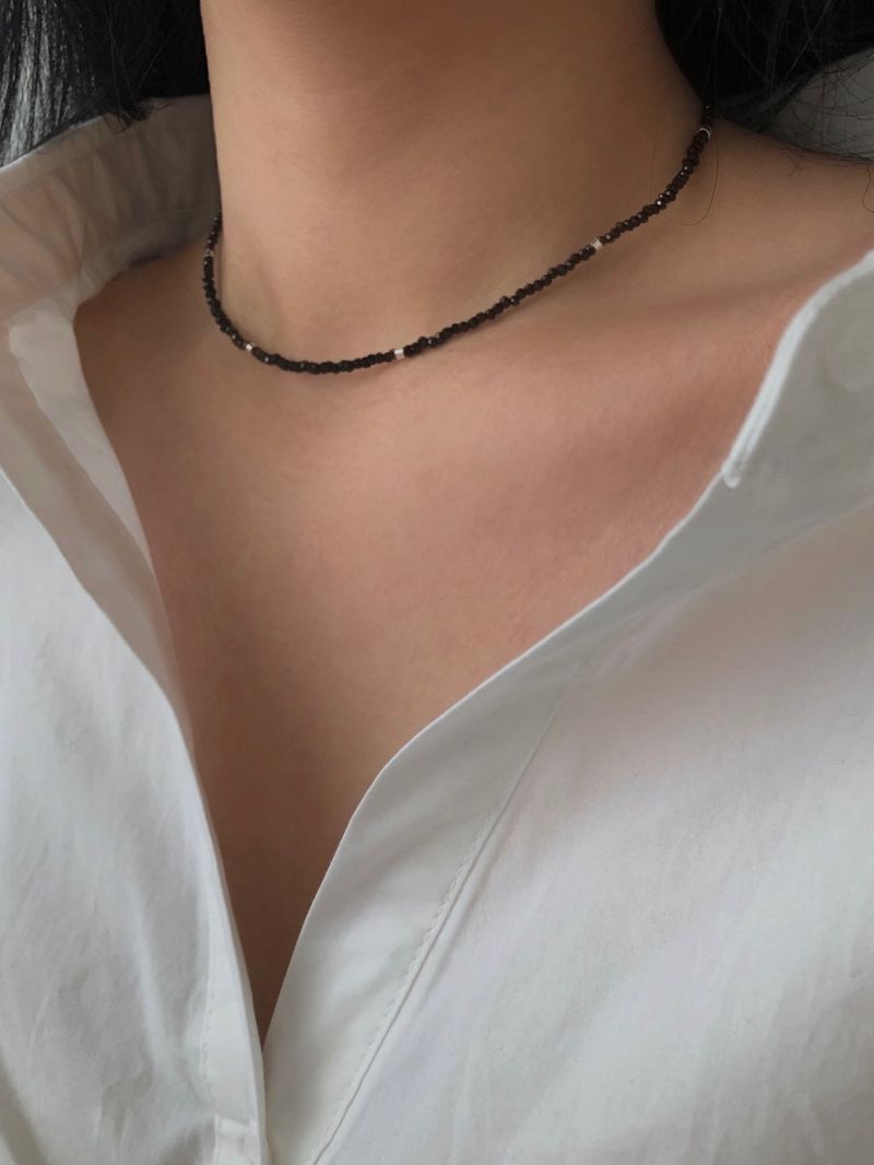 (silver925) Black spinel necklace