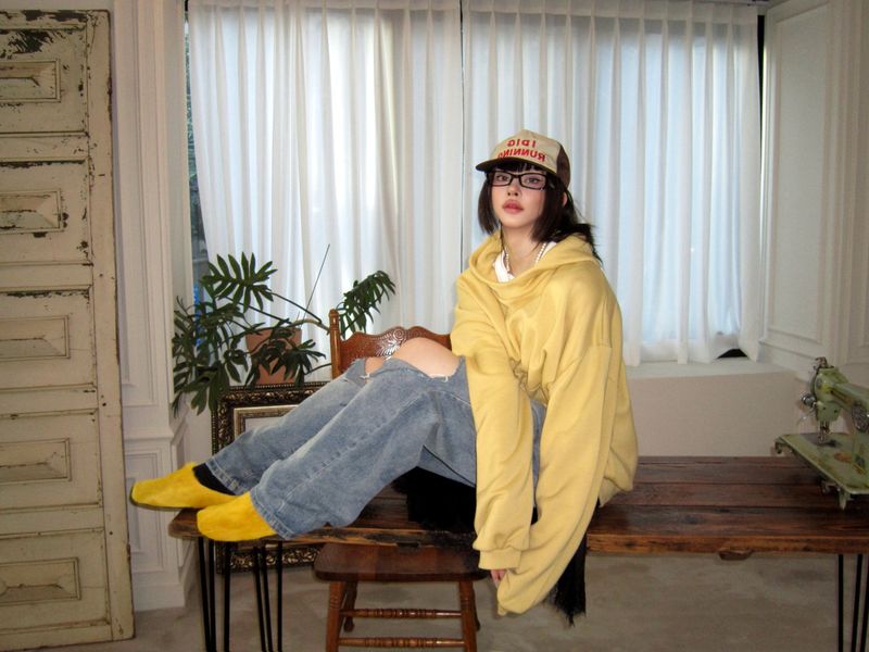 High-neck cropped hoodie