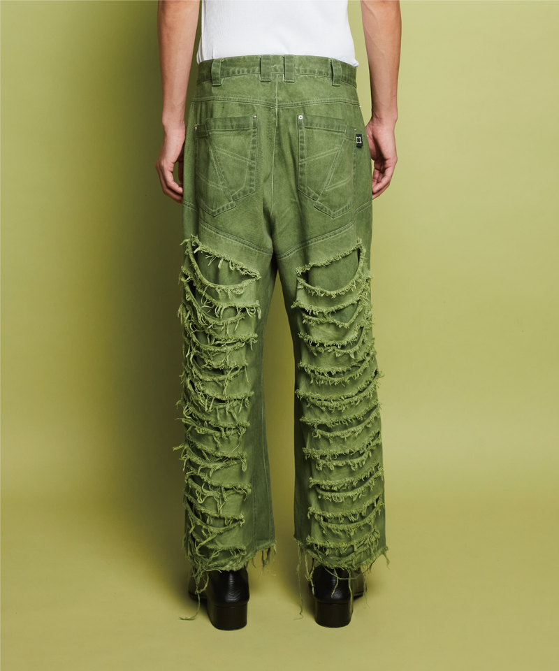 DYEING RIPPED BOOT CUT PANTS