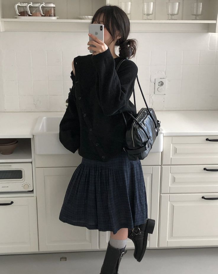 Kotori slit check midi skirt