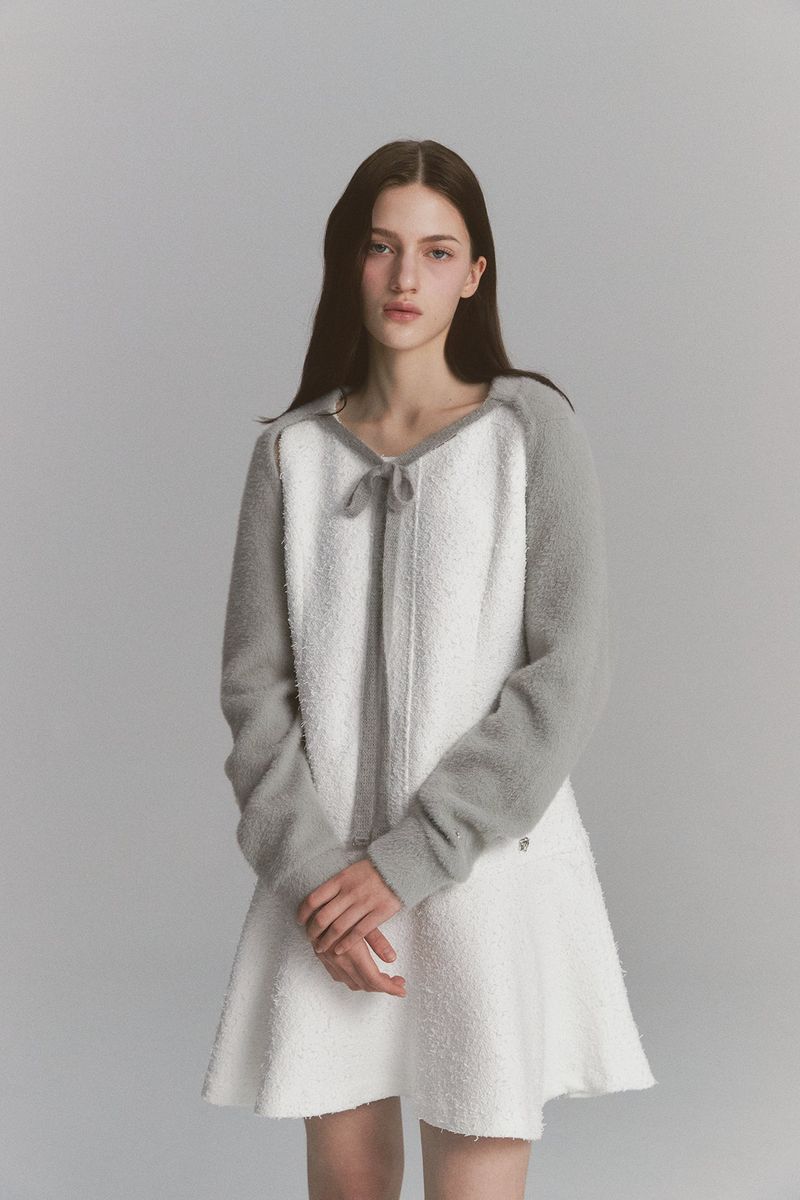 Fur Ribbon Bolero Gray
