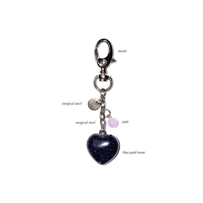 heart gemstone keyring (navy)