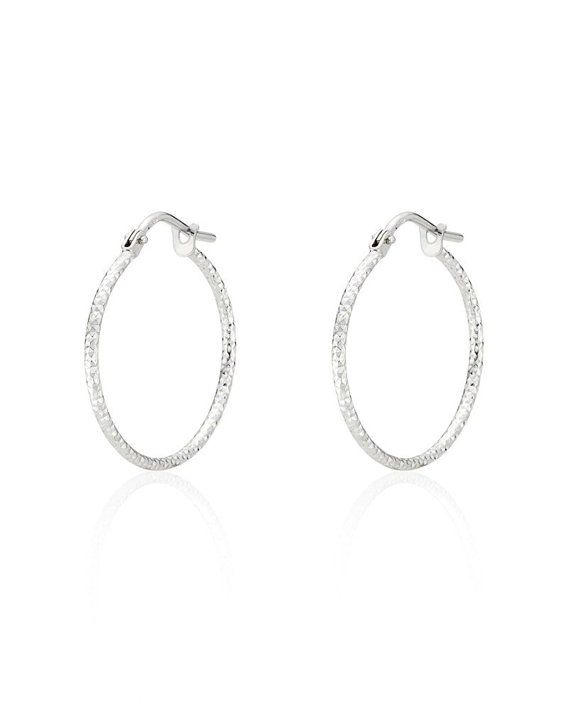 [White gold] カッティングフープピアス (S)