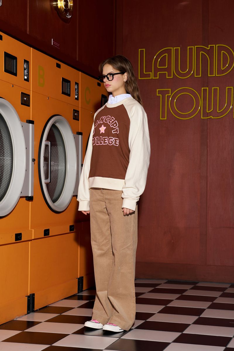 Hand logo Raglan Sweatshirt / Brown-Ivory [Women]