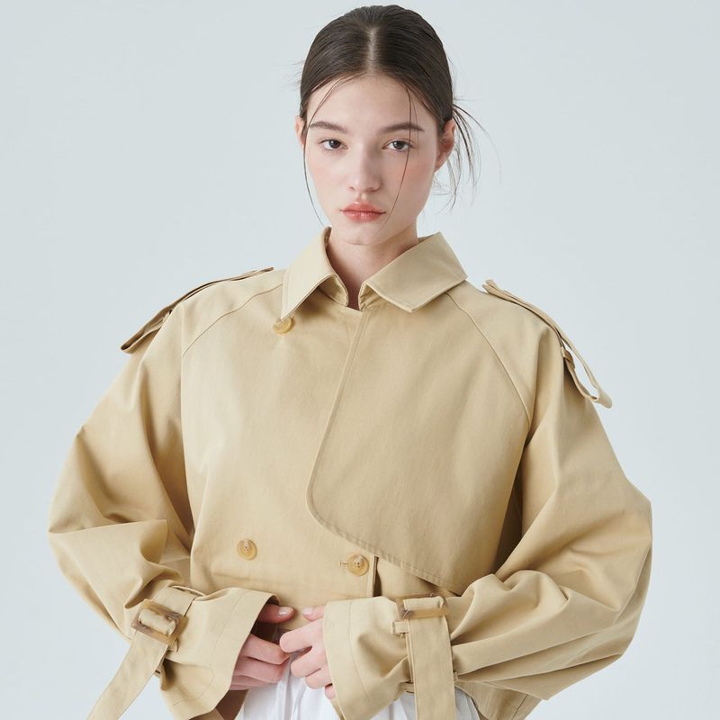 CROP TRENCH JACKET / BEGIE