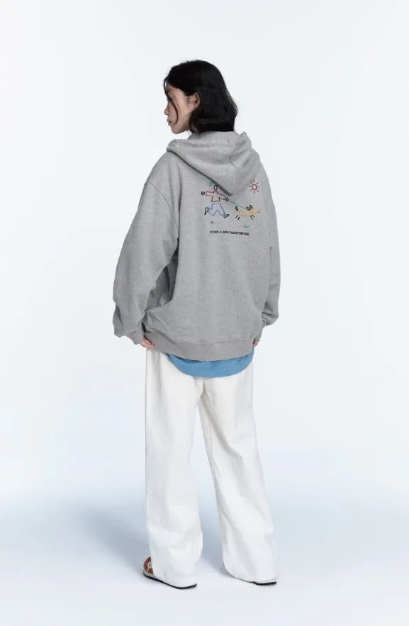 26FW★ Line Work Embroidered Hood Zip-Up
