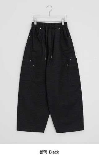 Hibamp Wide Cargo Banding Pants