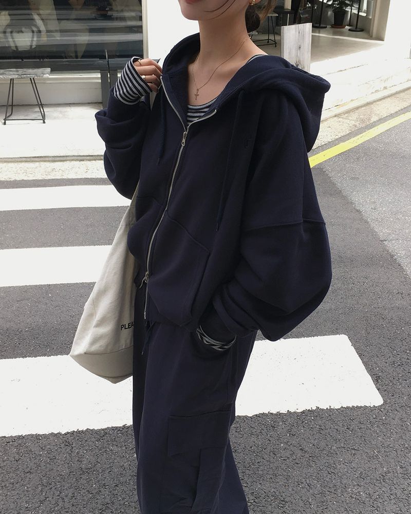 Code Oversized 2-Way Zip-Up Hoodie
