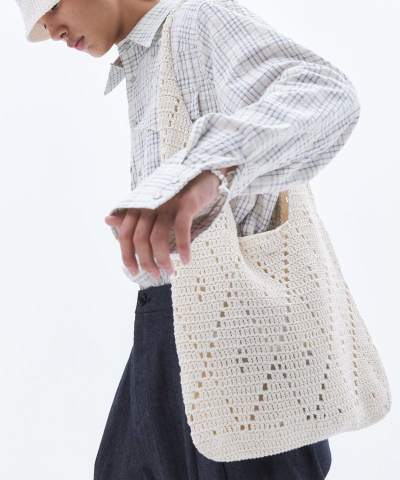 TRIP LE SENS（トリプルセンス）の「Patterned Oversize Crochet Shoulder Bag_White  （Bags）」