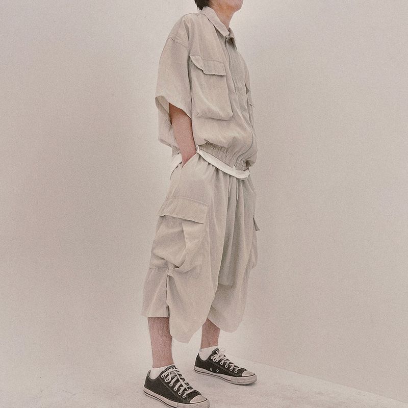 street shape capri shorts_beige