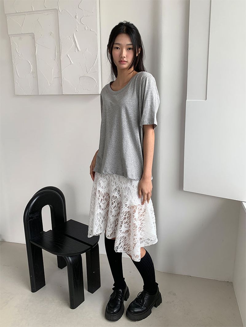 AIR U-NECK LOOSE TEE (5C)
