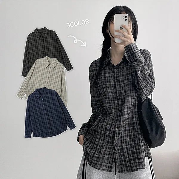 hijjoo（ハイチュー）の「Gray Color* Check Shirt Your NB (3 colors)（Tops）」