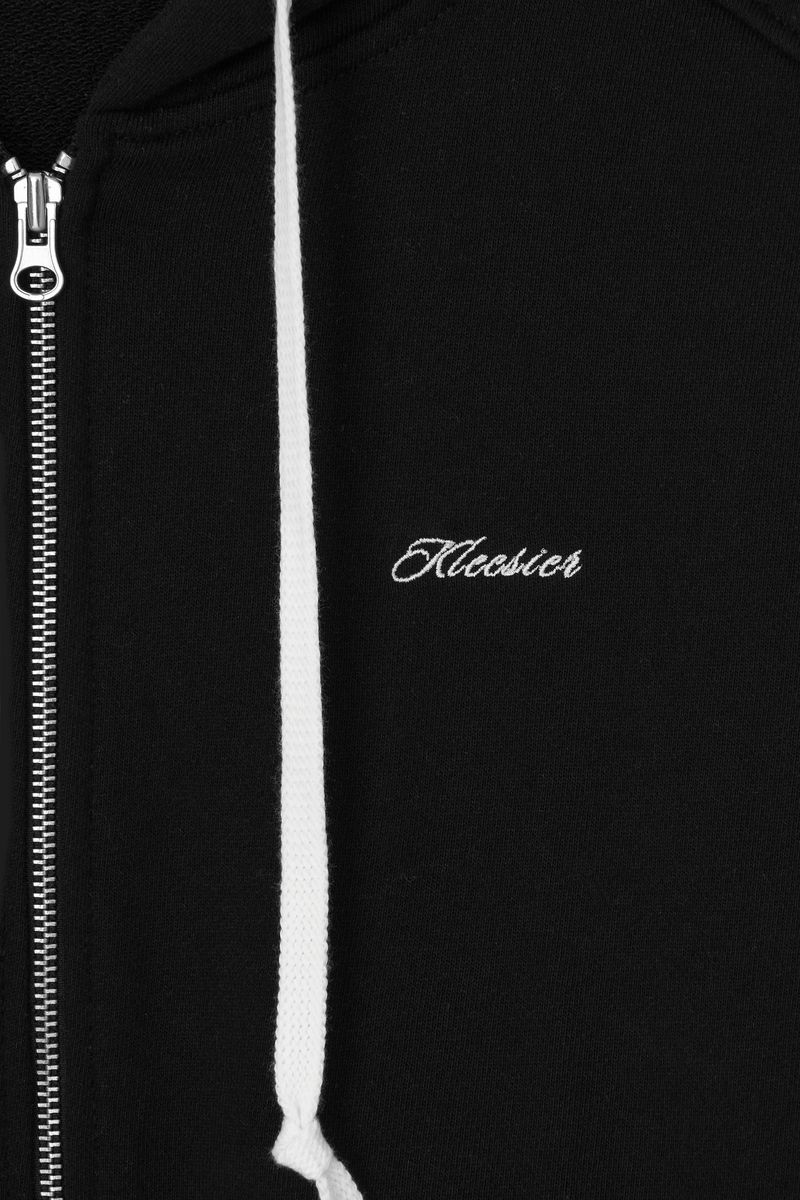 09 Numbering hooded zip-up, Black