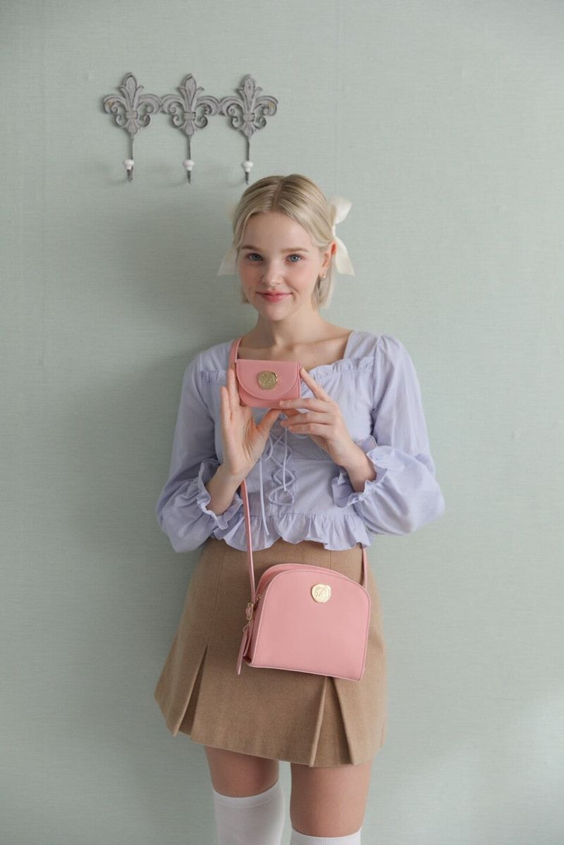 Half Moon Cow Leather Cross Bag ( Pink )