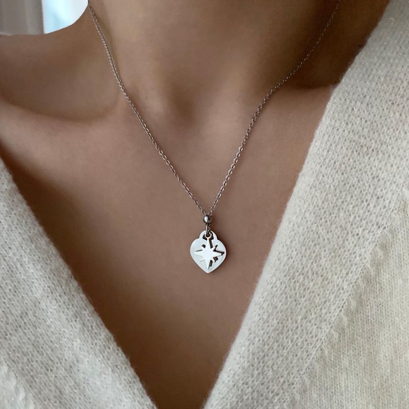 stt Heart Star Layered Ball Necklace