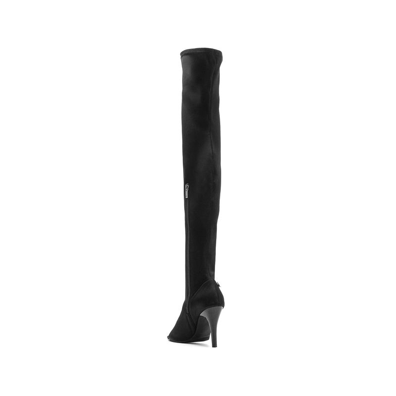 Stretch Slim Fit Open Toe Boots Heel(Black)