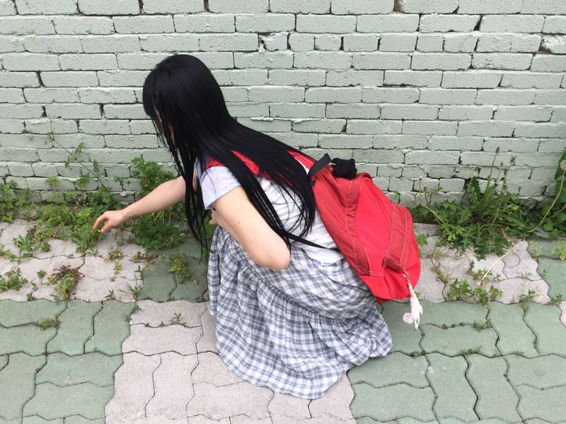 vintage two-tone backpack