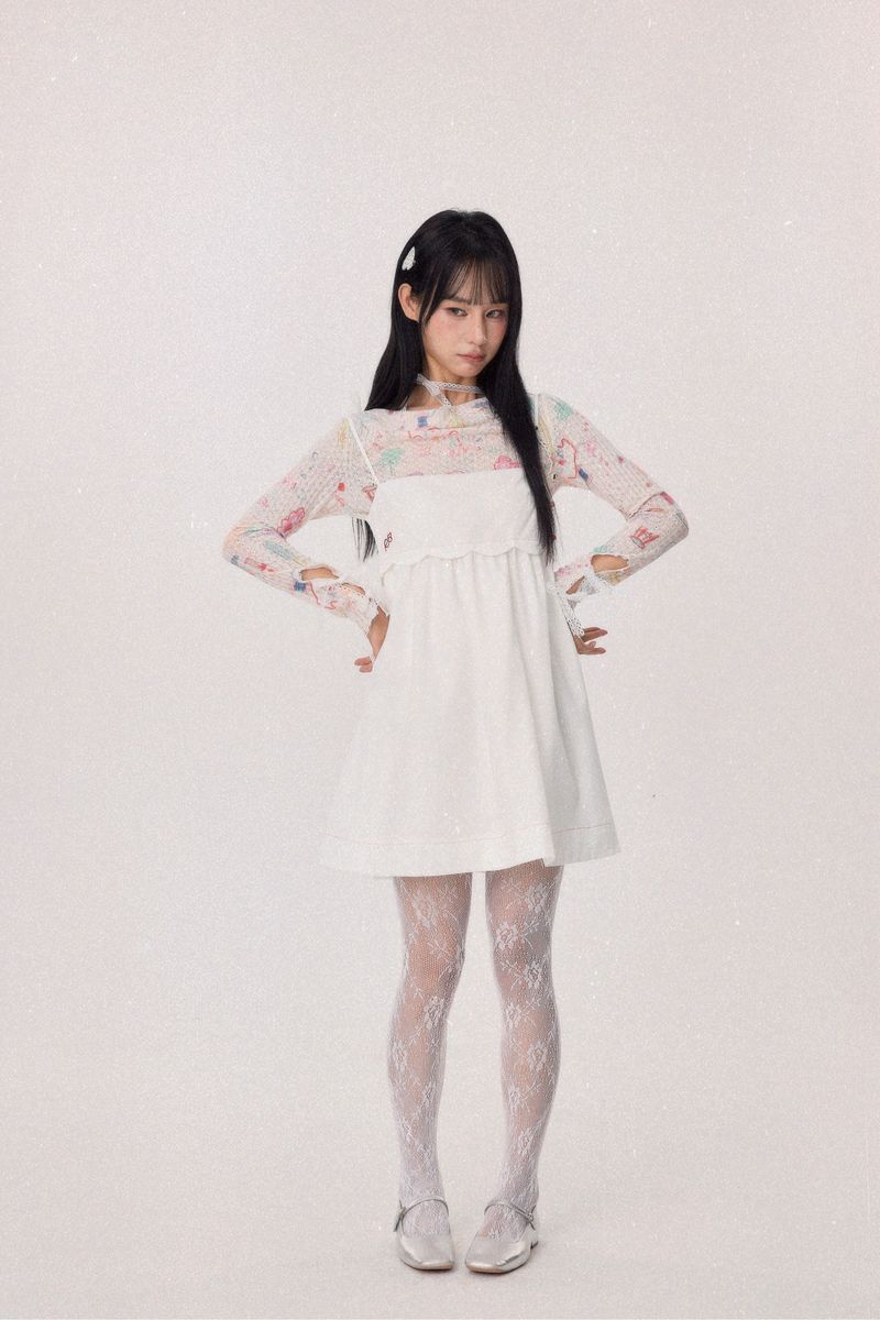 Dear Days Puffy Mini Dress (White)