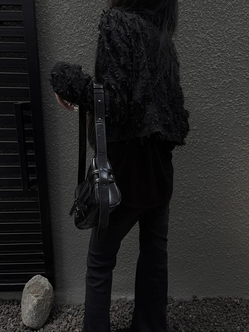 eyelet belted shoulder bag